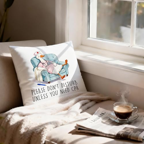 Funny Goose Nurse Pillow Cover 18x18 - Nurse Appreciation Gift