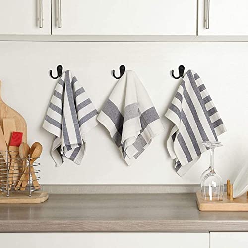 VIPERMARK 6-Pack Double Prong Coat Hooks - Wall Mounted Metal Robe and Hat Hooks with Screws for Bathroom and Bedroom