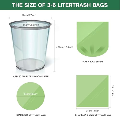 YAWAHOME 1.2 Gallon Compostable Trash Bags - 120 Counts