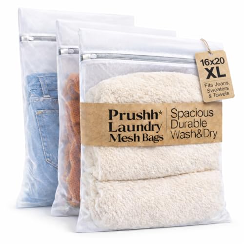 3-Pack Durable Mesh Laundry Bags - Auto-Lock Zipper for Delicates