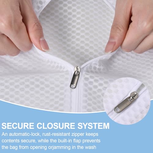 Durable Honeycomb Mesh Laundry Bags 3 Pack with Auto-Lock Zippers