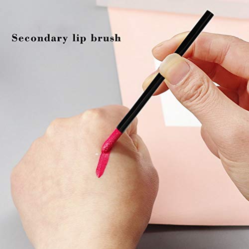 Pimoys 200Pcs Disposable Lip Brushes Black Lipstick Gloss Applicator Wands