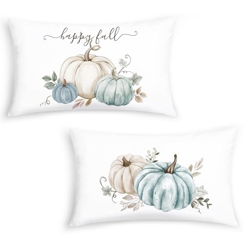 Bonhause 12x20 Inch Fall Pumpkin Lumbar Pillow Covers, Set of 2