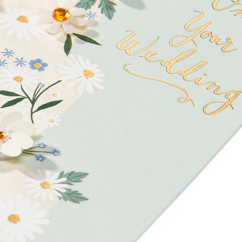 Papyrus Wedding Card - Two Wonderful People with Sequin Flowers & Foil - FSC Daisy Cake Variation