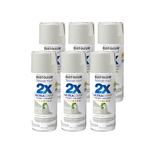 Rust-Oleum Painter's Touch 2X Ultra Cover Spray Paint High Gloss Thunder Cloud 12oz Pack of 6