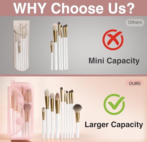 Large Silicone Makeup Brush Holder Magnetic Travel Case White