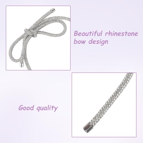 BOXOB Silver Rhinestone Bow Headband Crystal Hair Crown for Women