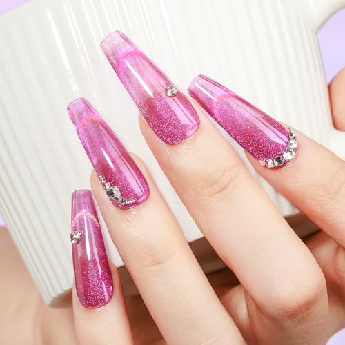 MIZHSE Pink Cat Eye Gel Nail Polish with Magnet Stick Starry Effect