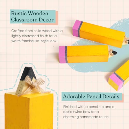 Wooden Pencil Table Decorations - Set of 3 for Back to School