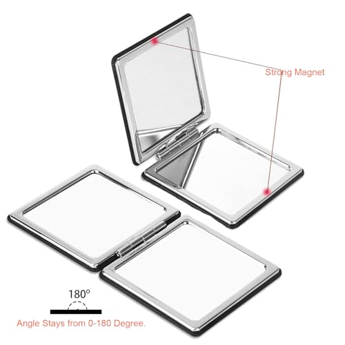 Monogram Compact Makeup Mirror Double Sided Travel Pocket Mirror