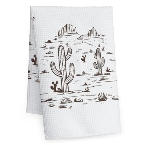 Western Aztec Hand Towel Set - Rustic Southwestern Cactus Kitchen Decor