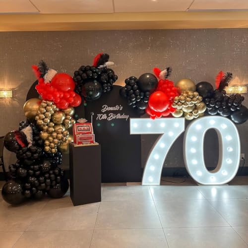 Red and Black Gold Balloon Garland Kit with Stars - 153 Pieces