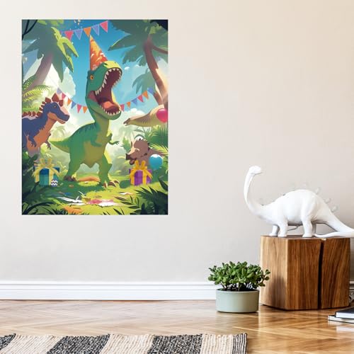 Pin The Tail On The Dinosaur Game - Kids Birthday Party Poster & Tails