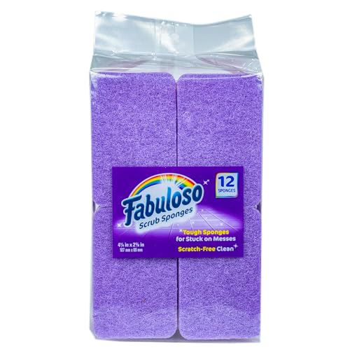 Fabuloso Scratch-Free Kitchen Dish Sponges, Dual-Sided Scrubbers - 12 Count