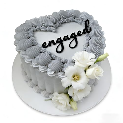 Black Acrylic Engaged Cake Topper for Engagement Party and Wedding
