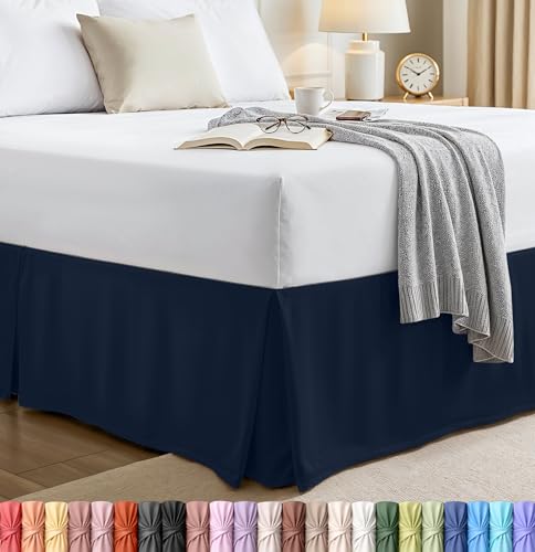 Utopia Bedding Twin Bed Skirt - Navy, 15-Inch Drop, Pleated