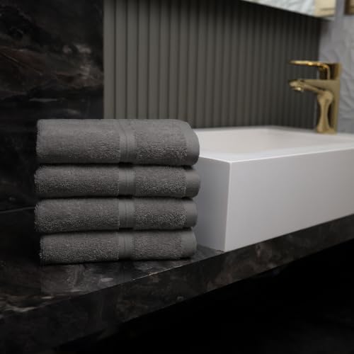 Gray Quick Dry Cotton Wash Cloths Set of 4 - Soft & Absorbent
