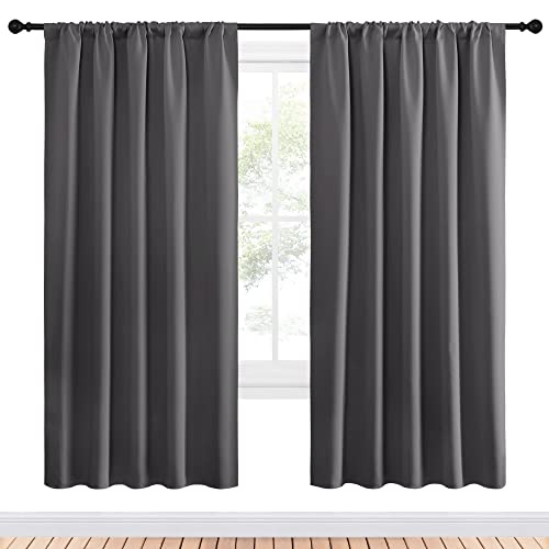 NICETOWN Grey Blackout Curtains - 52" W x 72" L, 2-Panel Set