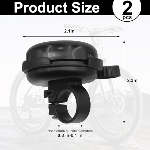 2 Pack Bike Bells for Adults, Loud Crisp Clear Sound, Durable Aluminum Alloy, Bicycle Bell for Adult Bikes, Easy to Install Cycling Accessories for Mountain Road and Commuter Safety