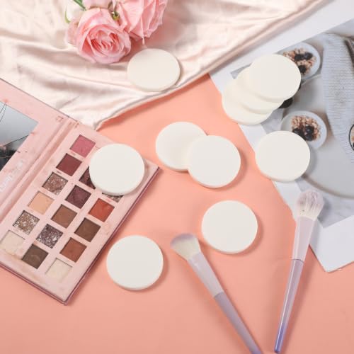 Hadnves 12 Pcs Round Makeup Sponges Flat White Cosmetic Blending Pads