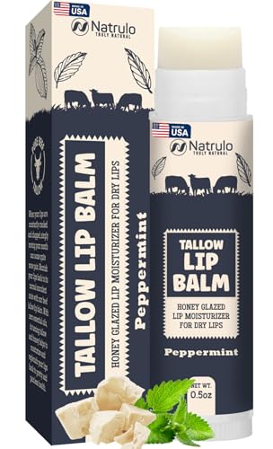 Natrulo Beef Tallow Lip Balm – Grass Fed Tallow & Beeswax Peppermint Chapstick