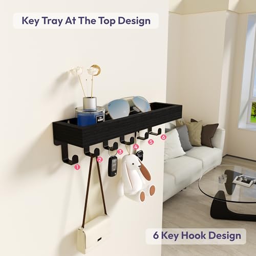 SWTYMIKI Wooden Key Holder Wall Mount with Mail Organizer & Hooks