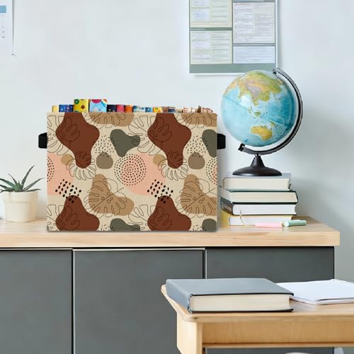 Boho Storage Basket with Handles - Collapsible Laundry Organizer