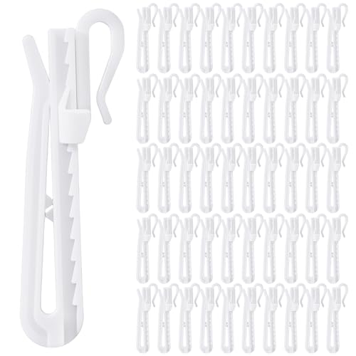 50 Heavy Duty Adjustable Plastic Curtain Hooks for Drapes