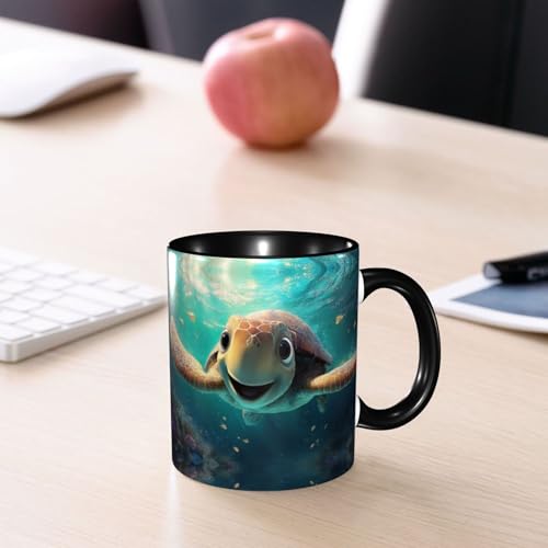 Turquoise Sea Turtle Coffee Mug 11oz Ceramic Tea Cup Funny Porcelain Gift