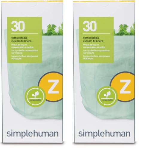 simplehuman 60 Pack Code Z Compostable Trash Bag Liners 4L Fit for Caddy, Plant-Based PVOH