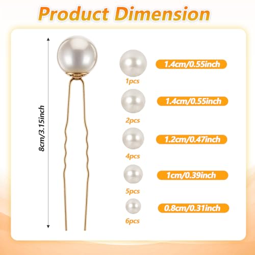 Pearl Hair Pins U Shaped Wedding Hair Accessories Gold 18 Pcs