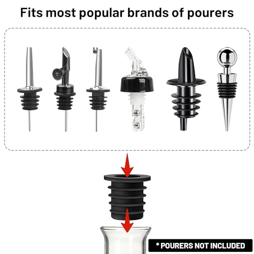 USEAMIE Liquor Pourer Adapter for Large 1-Inch Bottles - 6 Piece Set