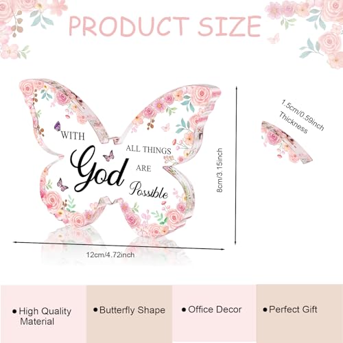 Inspirational Pink Butterfly Desk Decor for Women - God