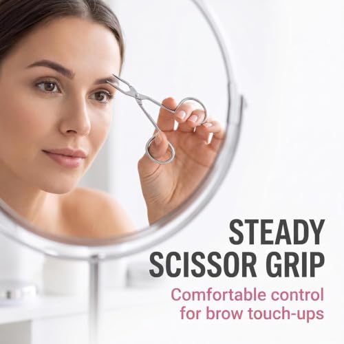 Tustao Stainless Steel Eyebrow Scissors and Flat Tip Tweezers Set