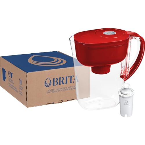 Brita Metro Water Filter Pitcher with SmartLight Change Indicator, BPA-Free, Replaces 1,800 Plastic Water Bottles a Year, Lasts Two Months, Includes 1 Filter, Small - 6-Cup Capacity, Fiery Red