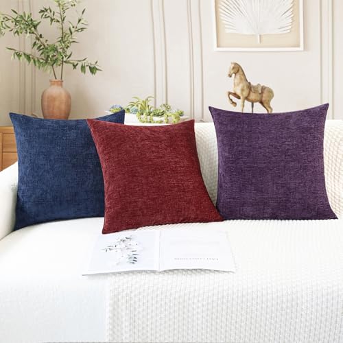 CaliTime Navy Blue Throw Pillow Covers 18x18 Inches - Set of 2