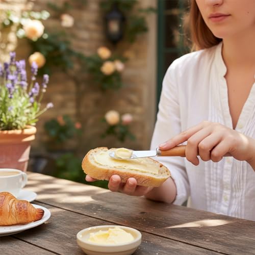 Thinp 2-Piece Stainless Steel Butter Knife and Cheese Spreader with Wood Handle