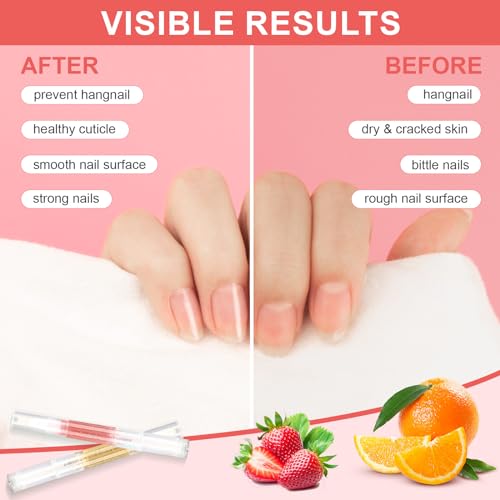 Meschett 3PCS Nail Cuticle Oil Pen Set with Nail File, Moisturizing