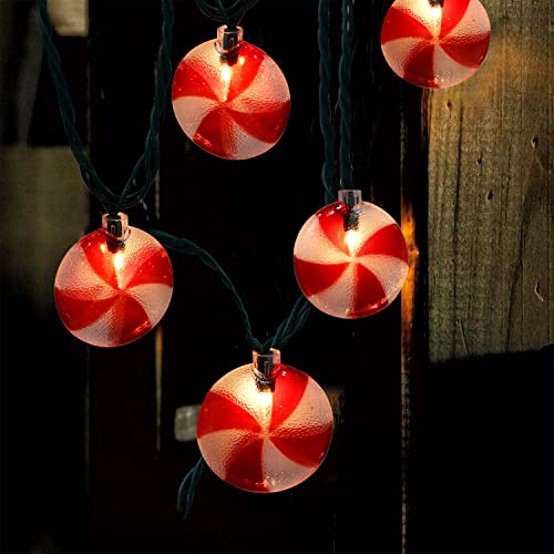 8.5Ft Peppermint Candy String Lights with 10 Incandescent Bulbs - Holiday Decor - Variation of Candy Lights / 11Ft