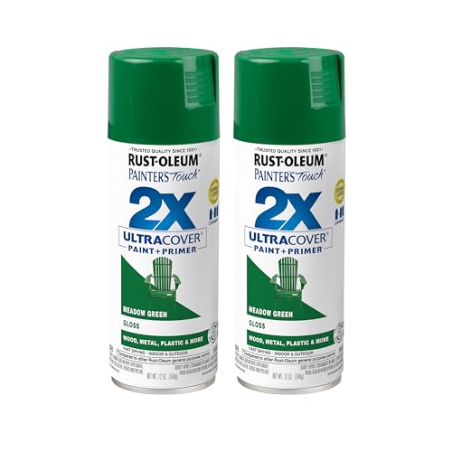 Rust-Oleum Painter's Touch 2X Ultra Cover Spray Paint, Gloss Meadow Green, 2-Pack