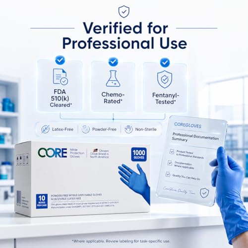CoreGloves Blue Nitrile Exam Gloves - Disposable, Latex-Free, 100 Count