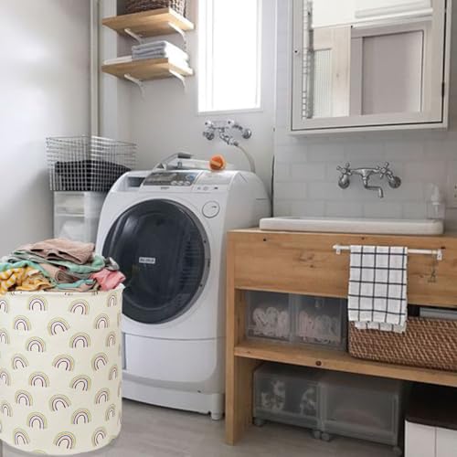 Round Candy Color Rainbow Collapsible Kids Laundry Basket