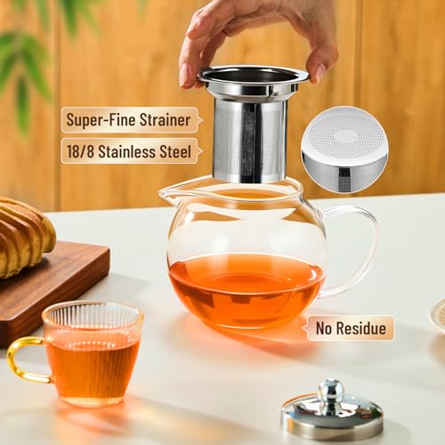 Baalaka 22 oz Glass Teapot with Removable Stainless Steel Infuser