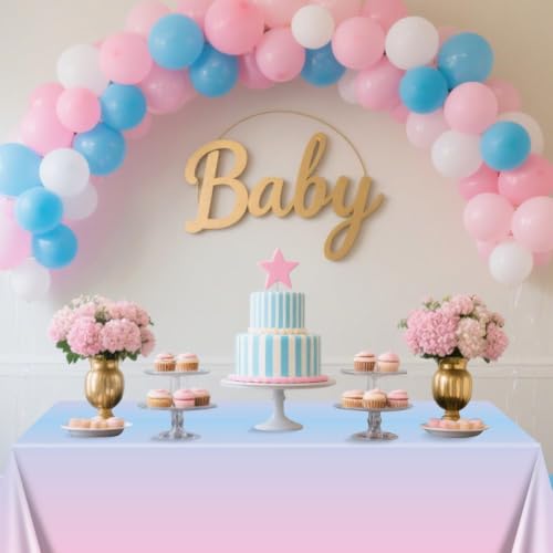 Pink and Blue Gender Reveal Tablecloths - 4 Pack Disposable Party Covers