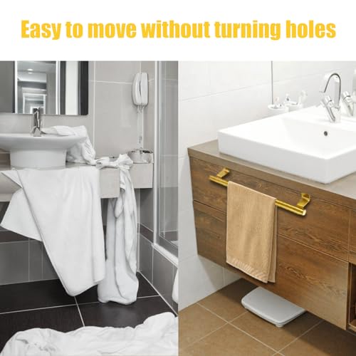 Coufce 2-Pack Over-the-Door Towel Rack - 9 Inch Gold Stainless Steel Holder