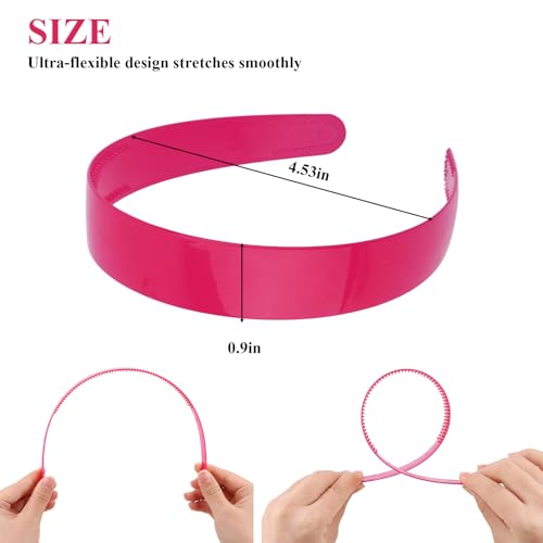 Wecoe 10pcs Rose Red 1-Inch Wide Plastic Headbands with Teeth for Women