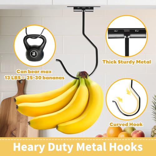 CINKSY Folding Banana Hook - Under Cabinet Kitchen Hanger, Black