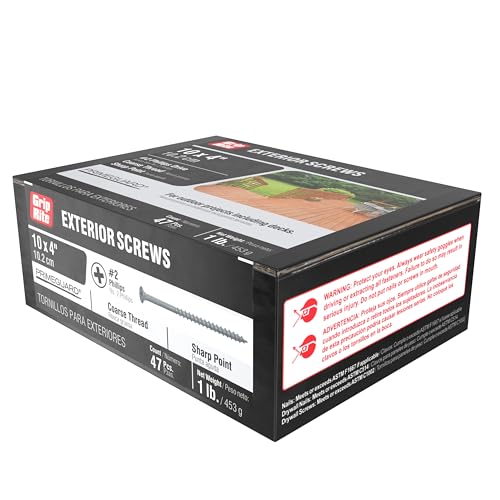 Grip-Rite #10 x 4 Polymer Coated Deck Screws, Gray - 1lb Box