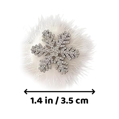 Snowflake Hair Clips 6-Piece Set - Plush Rhinestone Winter Hair Barrettes