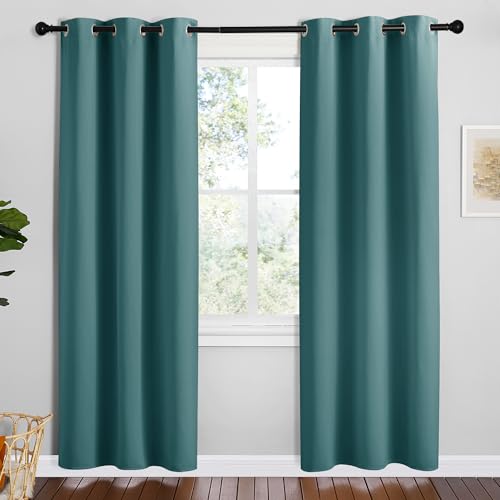 NICETOWN Sea Teal Blackout Curtains - 2 Panels, 42" x 78"